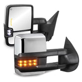 Chrome Power Heated Tow Mirrors for 2007-2013 Silverado Sierra LED Amber Signal