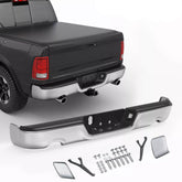 Chrome Rear Side Separated Step Bumper For 2009-2018 Ram 1500 w/ Dual Exhaust w/o Sensor Hole