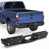 Black Steel Rear Step Bumper For 1999-2007 Ford F-250 F-350 w/ Park Assist Holes
