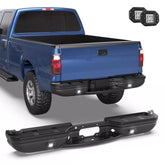 Black Steel Rear Step Bumper w/ LED Light For 1999-2007 Ford F-250 F-350 w/o Park Holes