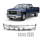 Front Chrome Separated Bumper Assembly For 2014-2015 Chevy Silverado 1500 w/o Sensor Holes w/ Fog Hole