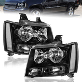 Headlights Assembly For 2007-2014 Chevy Tahoe Avalanche Suburban with Black Housing/Clear Lens/Clear Reflector