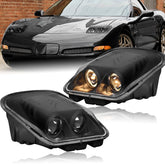 Black Housing Dual Projector Headlights Lamps For 1997-2004 Chevy Corvette C5 2pcs