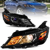 Halogen Projector Black Headlights Assembly For 2014-2020 Chevy Impala 4-Door Sedan LH+RH