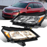 Chrome Halogen Headlights Assembly Headlamps For 2013-2017 Chevy Traverse LH+RH