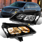Black Halogen Headlights Assembly Clear Corner Headlamps For 2013-2017 Chevy Traverse LH+RH