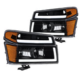 Black LED DRL Headlights Assembly For 2004-2012 Chevy Colorado GMC Canyon Isuzu LH+RH