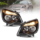 Black Projector Headlights Assembly Clear Reflector Headlamps For 2010-2015 Chevrolet Equinox LTZ LH+RH