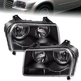 Black Housing Clear Lens Headlights Assembly For 2005-2010 Chrysler 300 Halogen