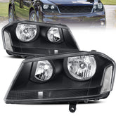 Black Housing Headlights Assembly For 2008-2014 Dodge Avenger R/T SE SXT w/ Clear Lens Clear Corner LH+RH