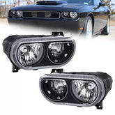 Black Housing Clear Lens Headlights Assembly For 2008-2014 Dodge Challenger LH+RH
