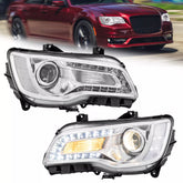 Chrome Projector Headlights w/ Clear Corner For 2011-2023 Chrysler 300 LH+RH