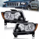 Black Housing Headlights Amber Reflector For 2011-2013 Jeep Grand Cherokee 2011-2017 Jeep Compass LH+RH
