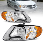 Chrome Headlights For 2001-2007 Dodge Caravan Chrysler Town & Country LH+RH
