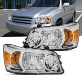 Chrome Headlights Assembly Front Lamp For 2004-2006 Toyota Highlander LH+RH