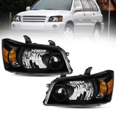 Black Housing Headlights Assembly For 2004-2006 Toyota Highlander 2.4L 3.3L LH+RH
