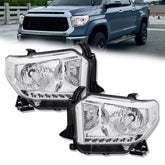 Chrome Headlights Clear Lens Clear Corner Assembly For 2014-2021 Toyota Tundra W/O LED DRL LH+RH