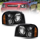 Black Headlights Assembly For 2001-2004 Nissan Frontier SC XE w/ Clear Lens Amber Corner LH+RH