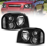 Black Headlights Assembly For 2001-2004 Nissan Frontier Halogen w/ Clear Lens Clear Corner LH+RH