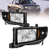 Black Housing Amber Headlight Assembly For 2006-2014 Honda Ridgeline 3.5L LH+RH