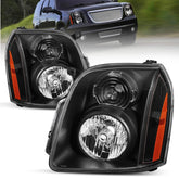 Black Housing Headlights Assembly w/ Amber Corner For 2007-2014 GMC Yukon Denali XL LH+RH