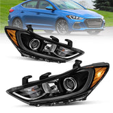 Black Projector Headlights Assembly For 2017-2018 Hyundai Elantra 2.0L w/o DRL LH+RH