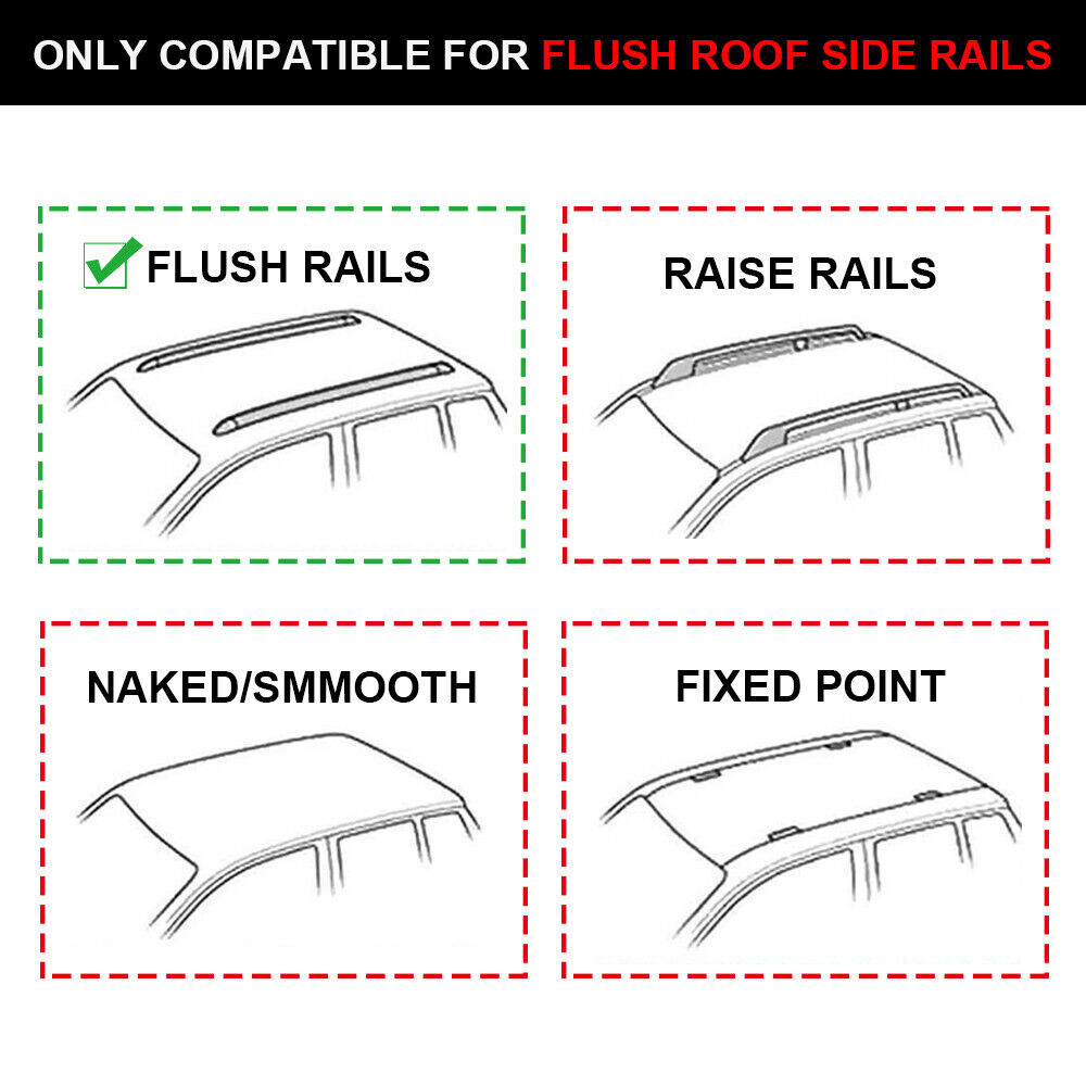 52" Roof Rack Cross Bars For Universal Flush Roof Side Rails MOSTPLUS