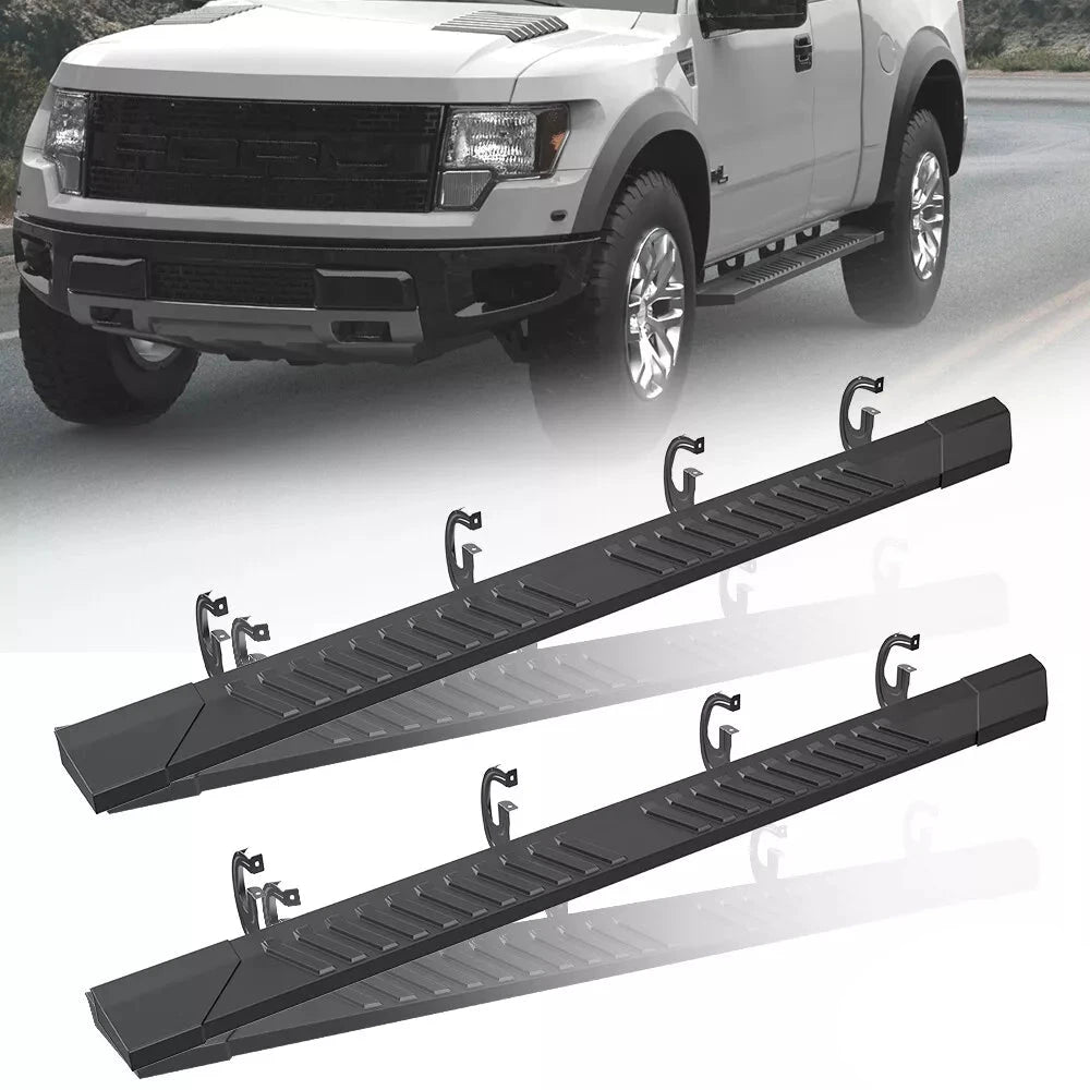5" Black Stainless Running Boards For 2004-2014 Ford F150 Crew Cab – Motor-1 Nerf Bars W/ Mounting Hardware