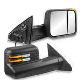 Black Power Heated Flip Up Tow Mirrors For 2019-2022 Ram 1500 2pcs