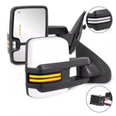 White Painted Power Heated Switchback Tow Mirrors For 2014-2018 Chevy Silverado GMC Sierra 1500 (Set of 2)