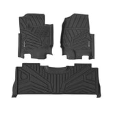 All Weather Floor Mats For 2017-2026 Ford F250 F350 F450 F550 Super Duty Crew Cab (Rear W/Fold-Flat Storage), TPE Custom Fit 1st & 2nd Row Floor Liners