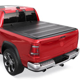 6.5FT 4-Fold Flush-Mount FRP Hard Tonneau Cover For 2009-2018 Dodge Ram 1500, 2010-2024 Dodge Ram 2500 w/o RamBox Truck Bed Low-Profile Style