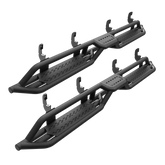 6" Black Running Boards Side Steps Two-Stair Design For 2019-2024 Chevy Silverado/GMC Sierra 1500 Crew Cab, For 2020-2024 2500HD 3500HD Crew Cab 4 Full Size Doors