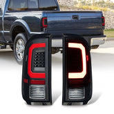 Black LED Tail Lights For 2008-2016 Ford F250 F350 F450 F550 Super Duty w/Brake Lamps LH+RH