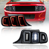 Black Full LED Sequential Tail Lights For Ford Mustang 2010-2014 w/Brake Lamps LH+RH