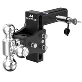 6" Adjustable Iron Trailer Tow Hitch with 2" Receiver 1-7/8", 2" & 2-5/16" Tri-Ball Mount, 5000-15000 LBS GTW For Most Truck & SUV