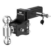 4" Adjustable Iron Trailer Tow Hitch with 2.5" Receiver 2" & 2-5/16" Dual Ball Mount, 8000-20000 LBS GTW For Most Truck & SUV