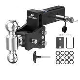 4" Adjustable Trailer Tow Hitch with 2.5" Receiver 2" & 2-5/16" Dual Ball Mount, 8000-20000 LBS GTW For Most Truck & SUV