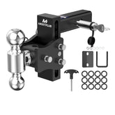 6" Adjustable Trailer Tow Hitch with 2" Receiver 2" & 2-5/16" Dual Ball Mount, 15000 LBS GTW For Most Truck & SUV