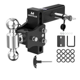6" Adjustable Trailer Tow Hitch with 2.5" Receiver 2" & 2-5/16" Dual Ball Mount, 8000-15000 LBS GTW For Most Truck & SUV
