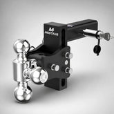 4" Adjustable Trailer Tow Hitch with 2.5" Receiver 1-7/8", 2" & 2-5/16" Tri-Ball Mount, 20000 LBS GTW For Most Truck & SUV