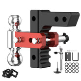6" Adjustable Trailer Tow Hitch with 2" Receiver 2" & 2-5/16" Dual Ball Mount, 12500 LBS GTW For Most Truck & SUV