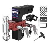 8" Adjustable Trailer Tow Hitch with 2.5" Receiver 2" & 2-5/16" Dual Ball Mount, 18500 LBS GTW For Most Truck & SUV