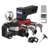 6" Adjustable Trailer Tow Hitch with 2" Receiver 2" & 2-5/16" Dual Ball Mount, Tow Shackle, 12500 LBS GTW For Most Truck & SUV