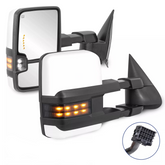 White Painted Tow Mirrors For 2003-2006 Chevy Silverado GMC Sierra Pair w/Turn Light, Clearance Lamps