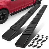 6" Aluminum Running Boards Compatible With 2015-2023 F150 Super Crew Cab & 2017-2022 F250/F350 Super Duty Crew Cab 6 inch Nerf Bar Side Step LH+RH
