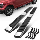 6" Running Boards For 2009-2014 Ford F150 F-150 Super Crew Cab Stainless Steel Side Step Nerf Bars