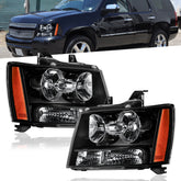 Headlights Assembly For 2007-2014 Chevy Tahoe Avalanche Suburban with Black Housing/Clear Lens/Amber Reflector