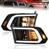 LED DRL Headlights Assembly For 2009-2018 Dodge Ram 1500/2010-2018 Ram 2500 3500 with Turn Light/LED DRL-Smoke Housing/Clear Lens/Amber Reflector