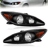 Black Housing Headlights Clear Lens For 2002-2004 Toyota Camry 2pcs